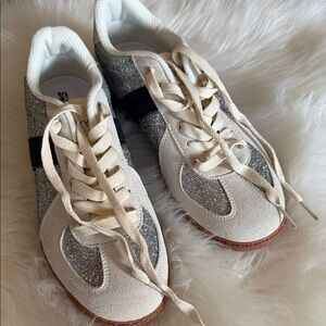 Sparkly White and Silver Sneakers